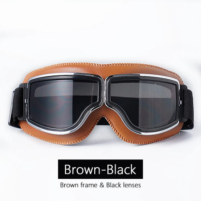 Universal Motorcycle Vintage Goggles Leather Motorbike Scooter Biker Moto Glasses Goggles for Steampunk Helmet Goggles Dustproof