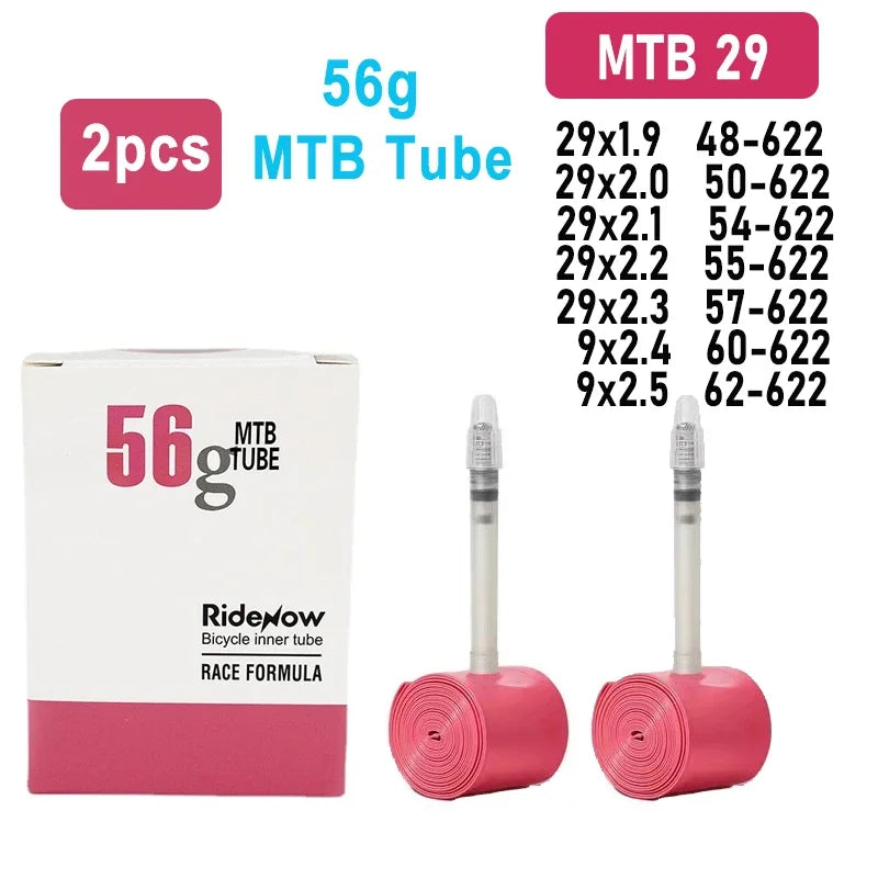 RideNow Bicycle Inner Tube 700c Road MTB Gravel 26inch 28inch 29inch Ultralight Bike Inner Tube French Valve 45mm MTB 29 56g X2 China
