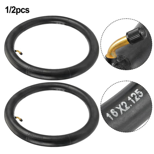 16 Inch Rubber Inner Tube Bent Valve 16x2.125(57-305) For Electric Bike Thick Inner Tube Excellent Replacement Applications New