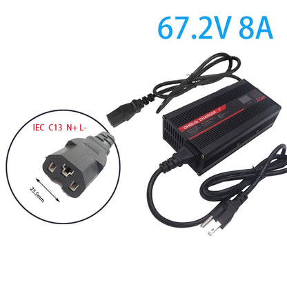 OHRIJA 67.2V 8A Charger Smart Aluminum Case Is Suitable For 16S 59.V LCD Dispay Li-ion Lipo Battery OLED Display Fast Charger