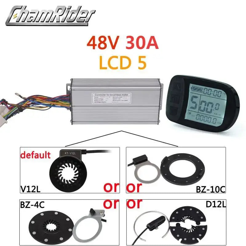 KT Controller Kit: 22A Sinewave Ebike Controller with LCD5 Display & PAS – Fits 250W to 1500W