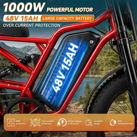 IKINGI S6pro 1000W fat tire electric moped bike parked outdoors