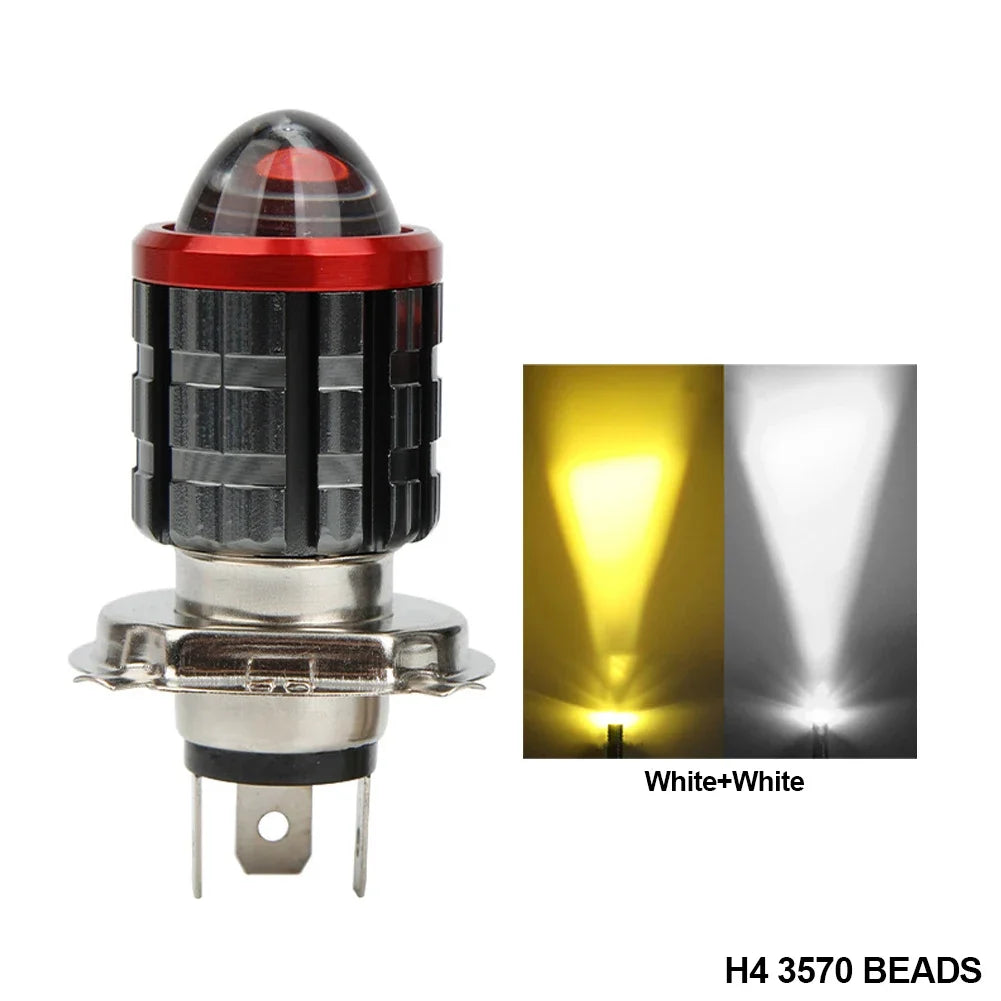 High-brightness H4 LED Motorcycle H6 LED Moto Motorcycle Headlight White Yellow Bulbs Lens High Low Beam Lamp Motorbike Lamp