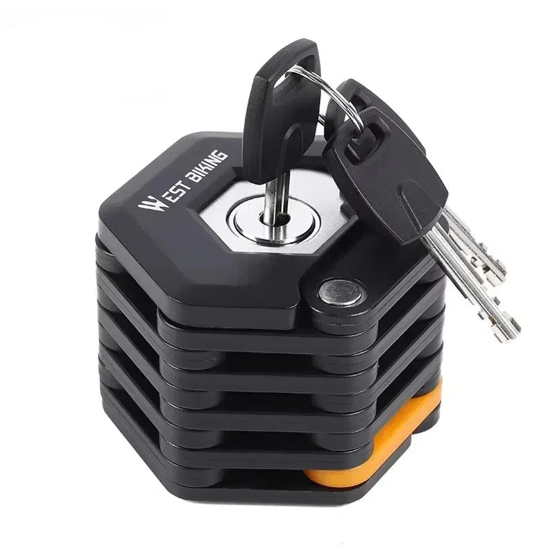 WEST BIKING Bicycle Folding Lock Portable Alloy Steel Anti-theft Safety Lock Motorcycle E-bike Lock MTB Road Bike Accessories