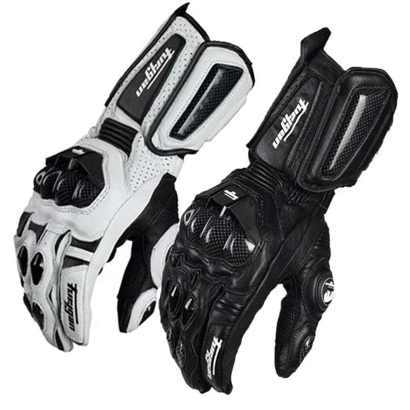 Motorcycle Leather Carbon Fiber Gloves - Windproof Protection for Riders