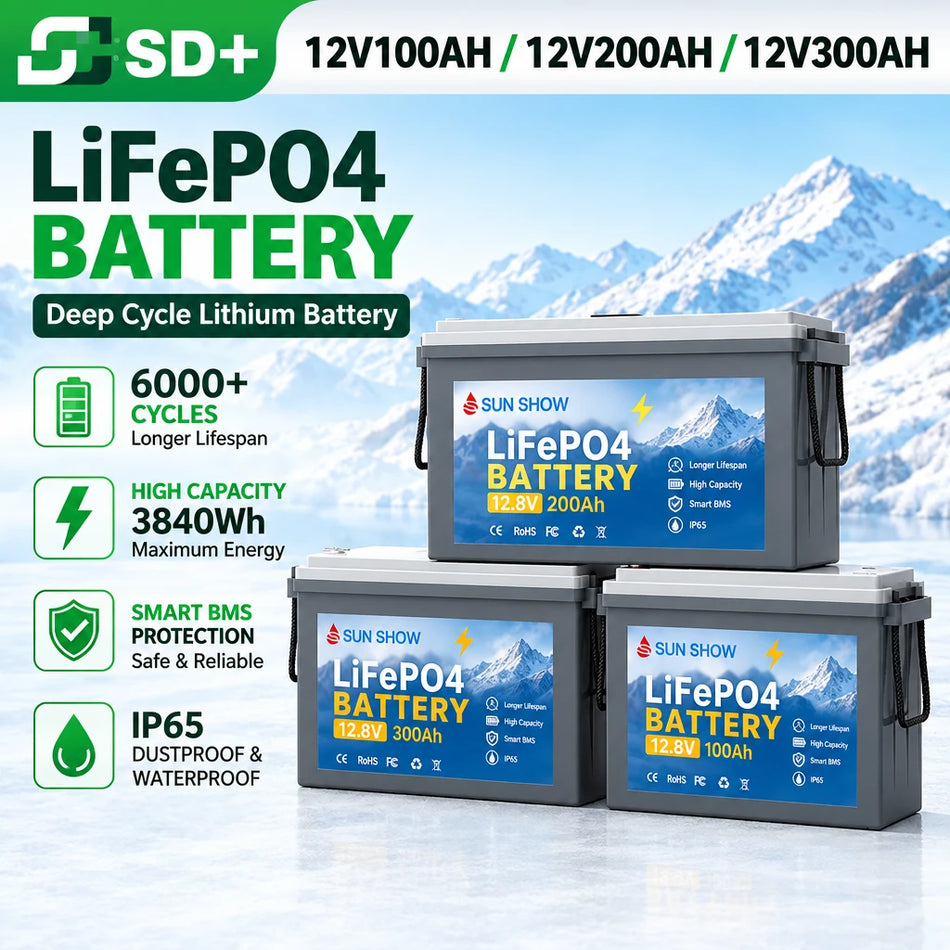 SANDISOLAR 12.8V 300Ah LiFePO4 Lithium Battery Front Hero View