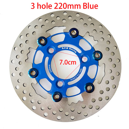 220mm RPM Motorcycle Brake Disc Floating Disk Rotor Brake Caliper Universal 3 Hole Front Rear Wheel For Yamaha Scooters Niu