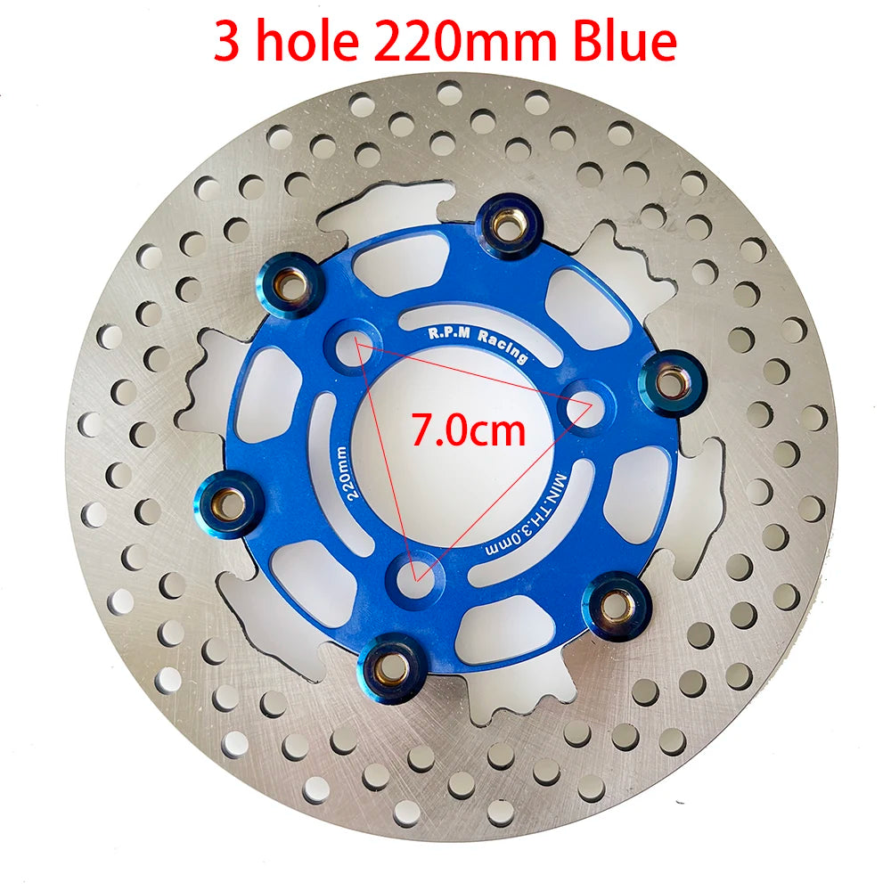 220mm RPM Motorcycle Brake Disc Floating Disk Rotor Brake Caliper Universal 3 Hole Front Rear Wheel For Yamaha Scooters Niu Blue 220mm CHINA