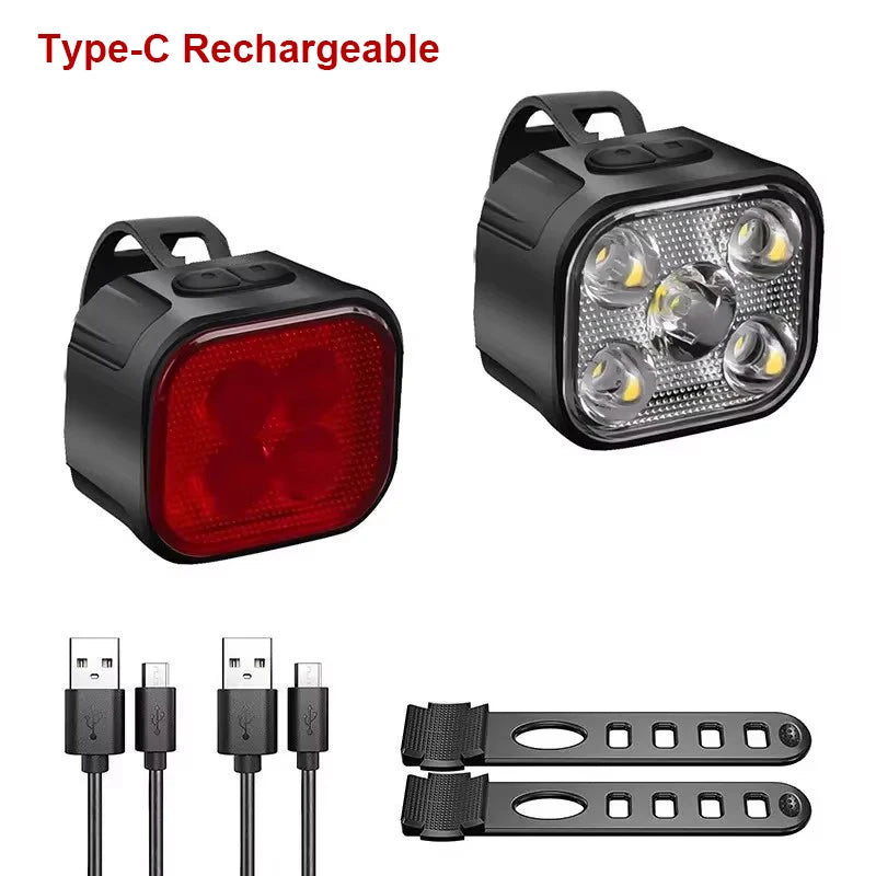 BUCKLOS Bike Light Set Front and Rear Lights Led Bicycle Lamp USB Rechargeable Cycling Flashlight for Road MTB Bicycle Lantern