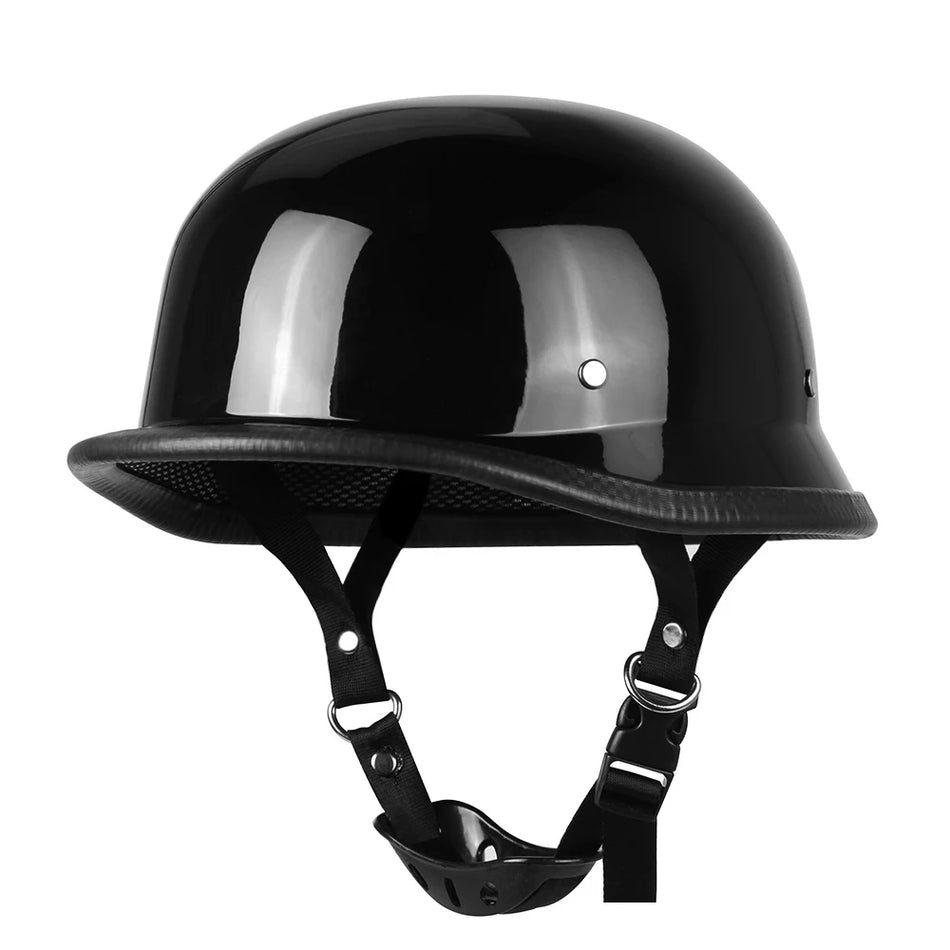 Motorcycle Open Face Helmet Vintage Fashion Safety Helmets Men Women Unisex Scooter Four Seasons Helmet ZR-307 Bright Black