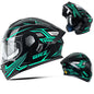 DOT Certified ABS Flip-Up Helmet - Lightweight & Compact, Round Smooth Design for Men/Women Green line