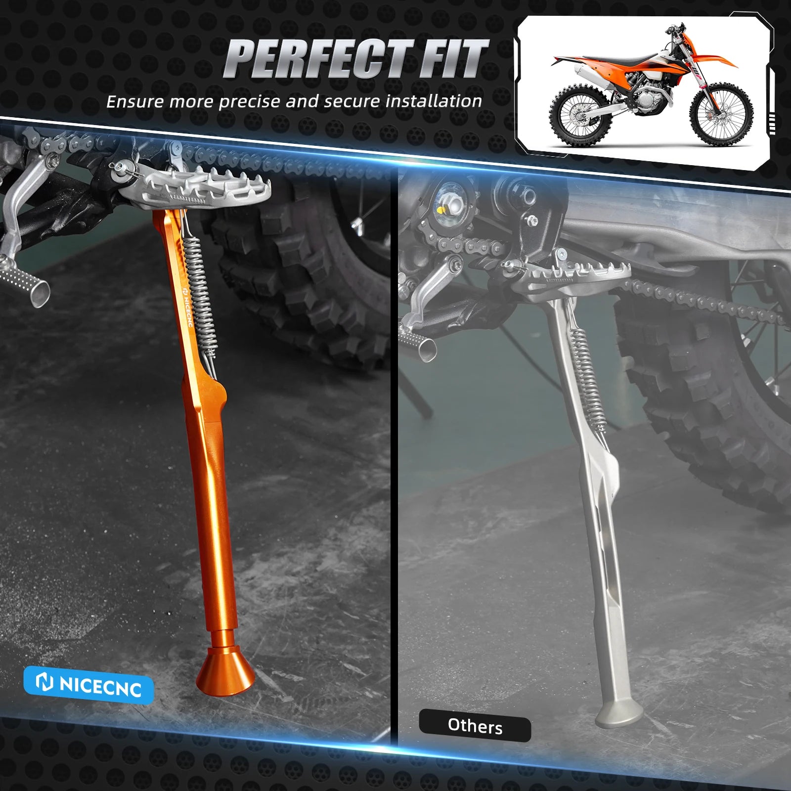 For KTM 2024-2025 EXC 300 EXC 250 EXCF 350 EXC 450 XCW 300 XCF-W XW-F Adjustable Kickstand Kick Side Stand XC XCF 2023-2025
