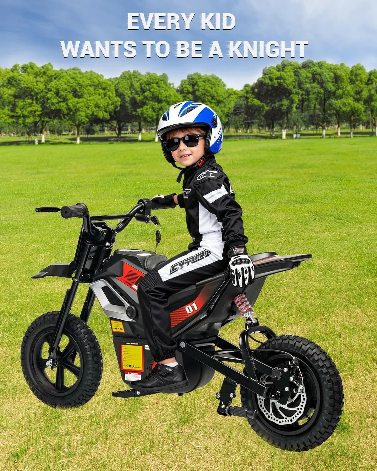 manual rear brake lever and disc brake on kids motorcycle