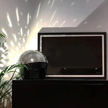 Shiny silver disco ball head protection gear
