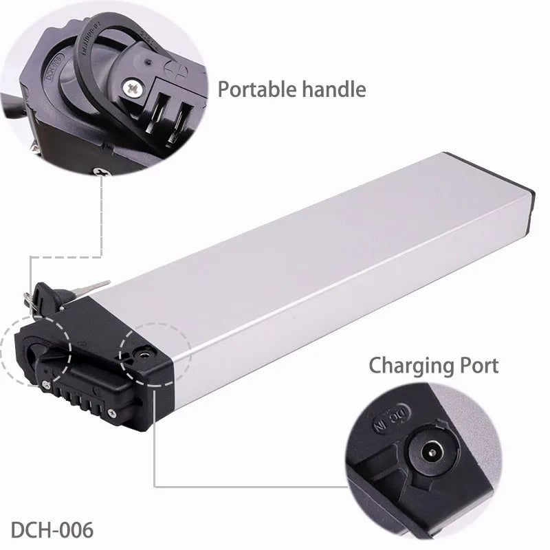 Side angle of the 10.4Ah 12.8Ah 14Ah lithium battery pack for folding bikes