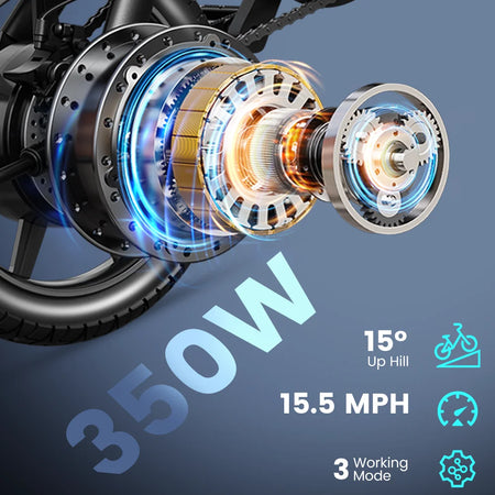 Side profile of 500W peak e-bike showing compact frame and wheels