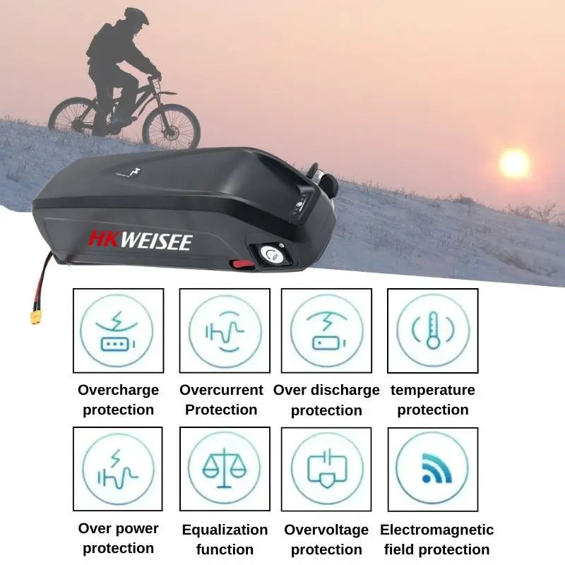 Side profile of Hailong 15Ah 20Ah lithium-ion battery pack for Bafang mid-drive systems