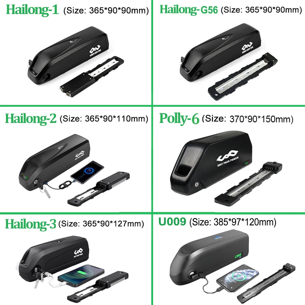 Side profile of Hailong downtube lithium battery showing lock and key