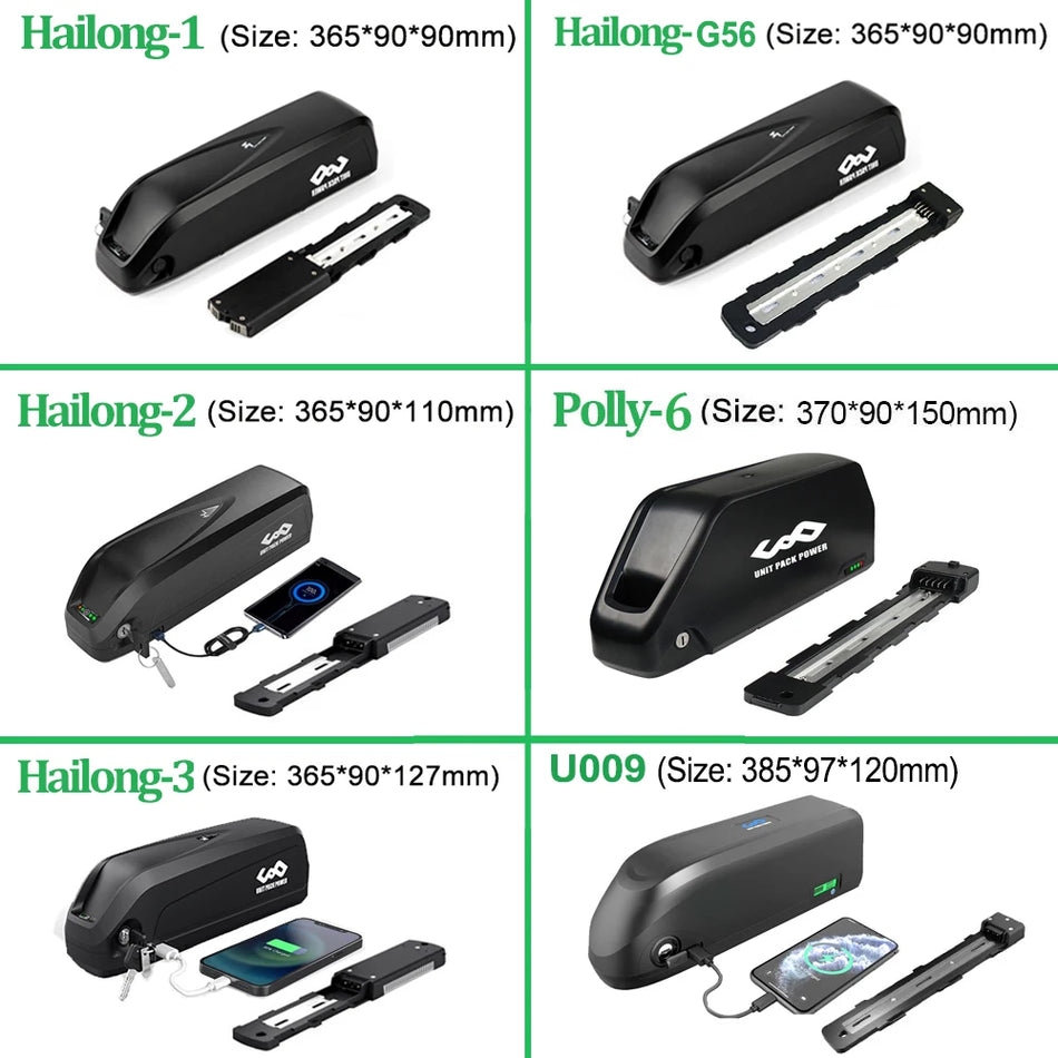 Side profile of Hailong downtube lithium battery showing lock and key