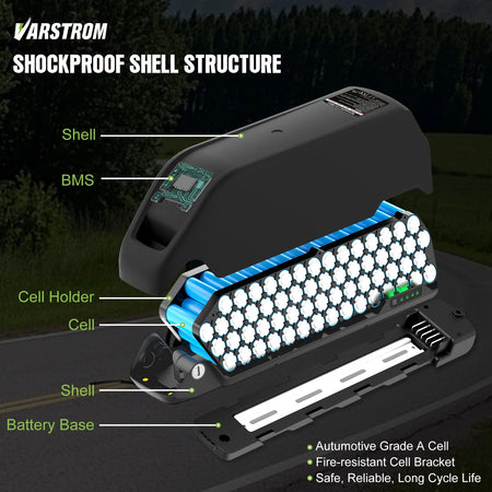 Side profile of Varstrom lithium battery showing secure key lock