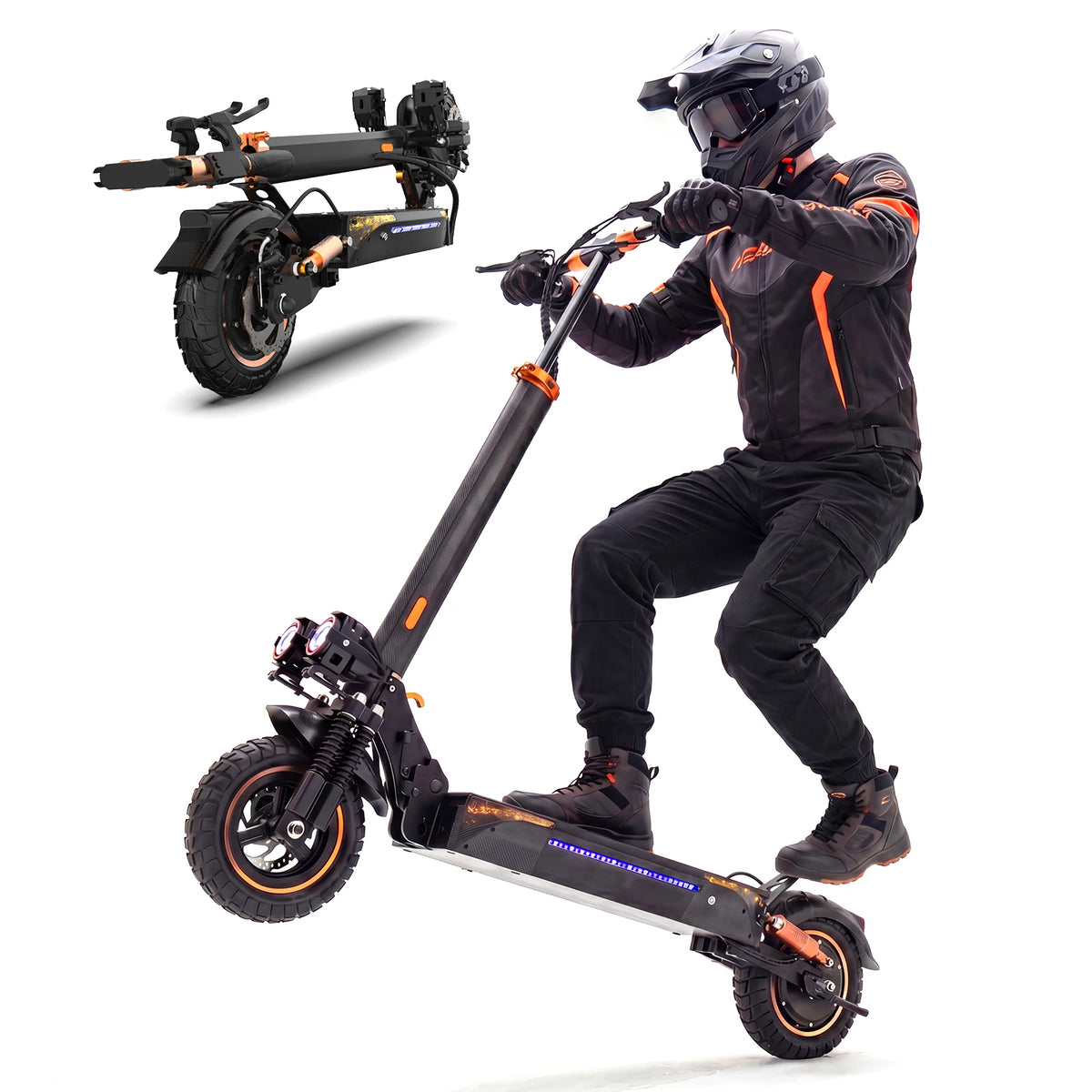 Side profile of the 1200W off-road electric scooter showcasing its rugged all-terrain frame