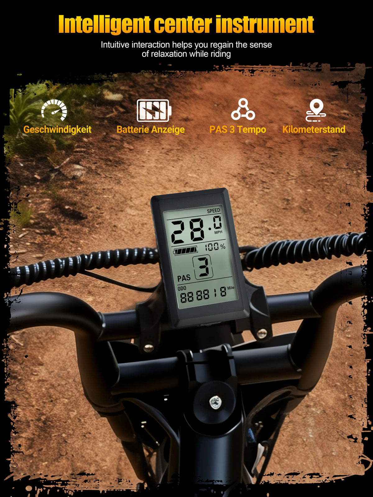Side profile of the Eskute V100 electric dirt bike parked on an outdoor trail.