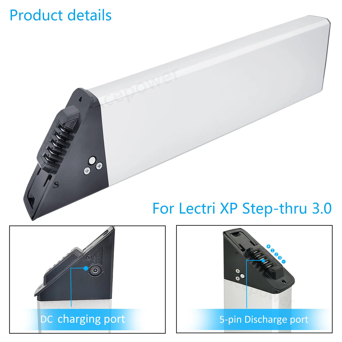 Side profile of the high-capacity lithium-ion battery designed for folding frames