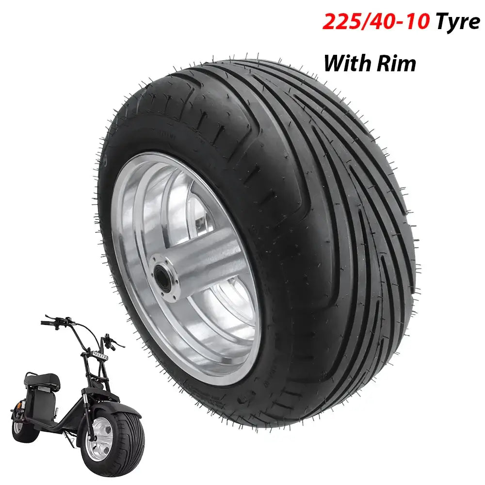 Side view of 10 inch front wheel for Harley X7 electric car