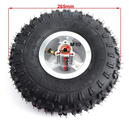 Side view of 4 inch wheel for mini quad and scooter