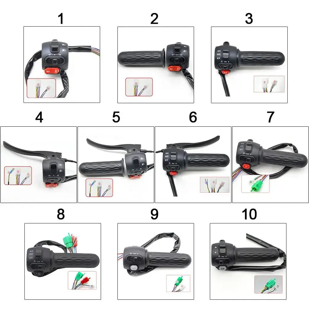 Side view of integrated handle seat switch showing durable wiring and connectors