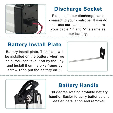 Silverfish E-Bike Battery 24V 36V 48V - 11Ah 15Ah 17Ah 20Ah Lithium-ion Pack for 250W-1000W Bafang Motor installation instructions