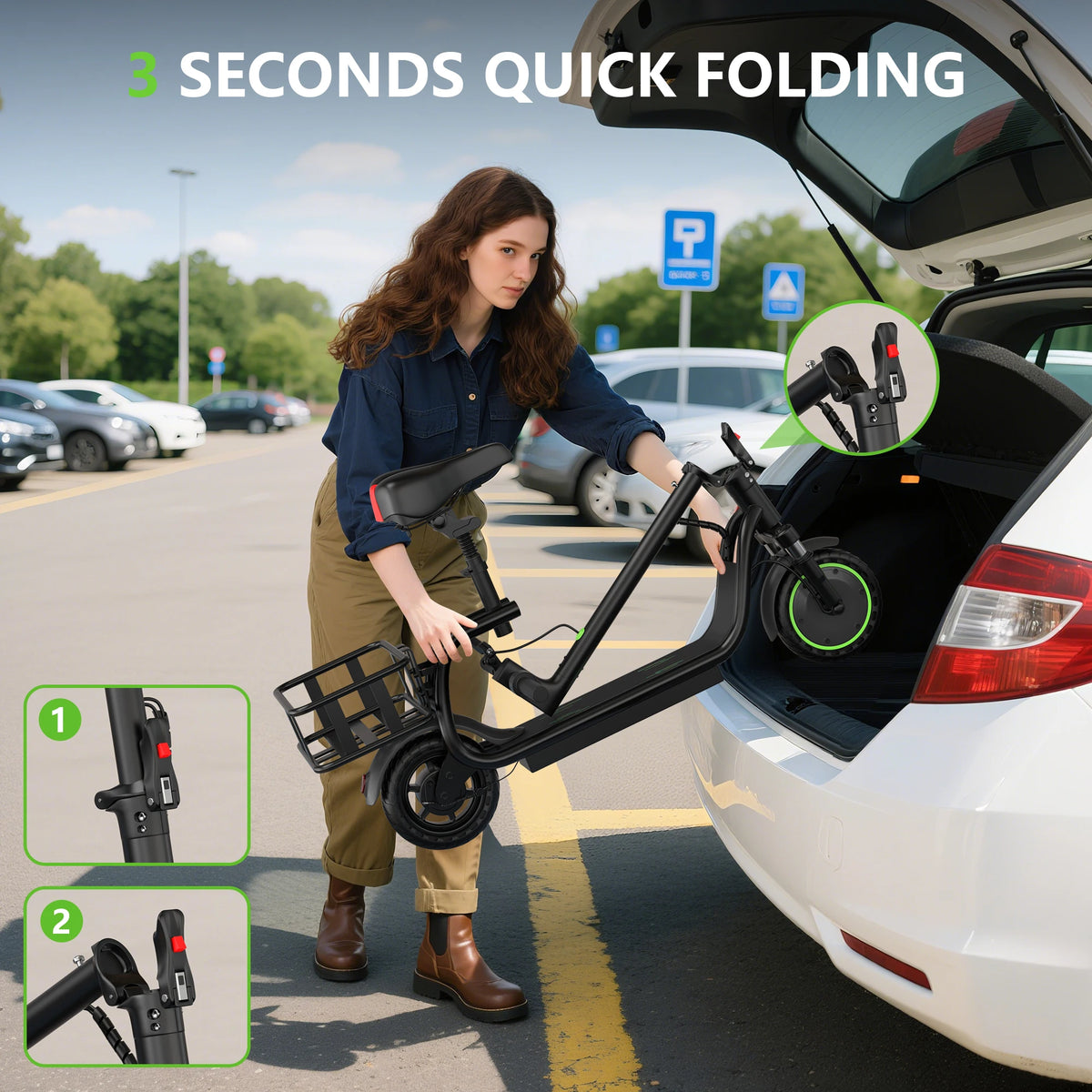 Smart Electric Scooter with Stable Frame and LED Lighting