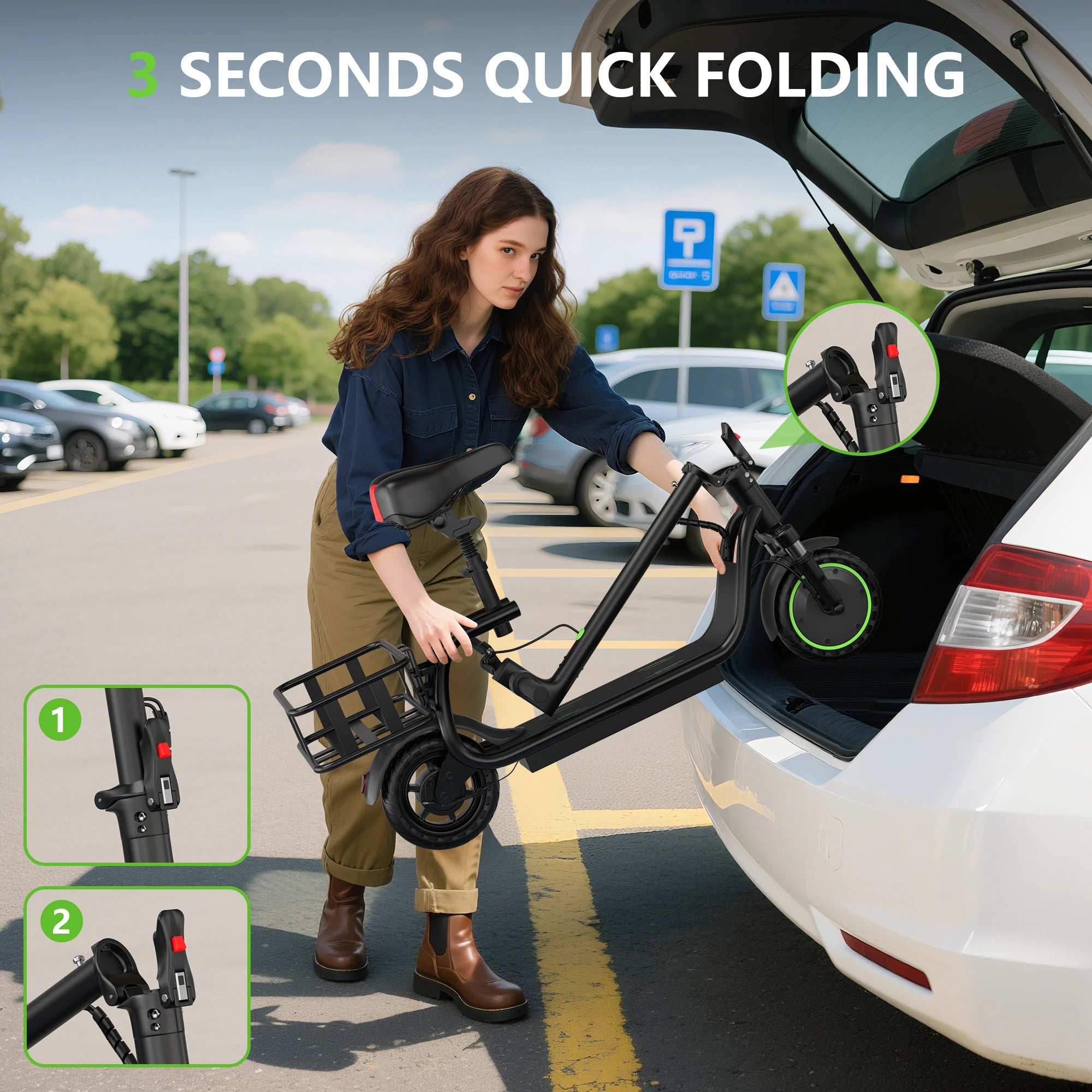 Smart Electric Scooter with Stable Frame and LED Lighting
