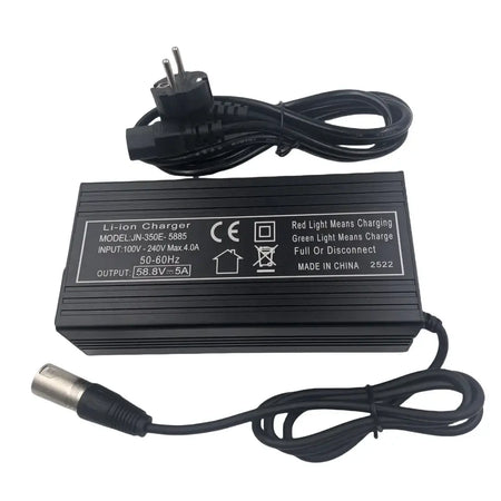 OHRIJA 52V Lithium Battery Fast Charger 58.8V 5A Smart Charger with DC 5.5x2.1/2.5 & XLR Connectors High Heat Dissipation
