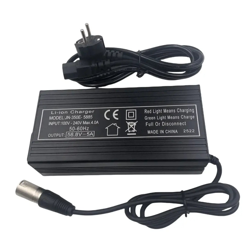 OHRIJA 52V Lithium Battery Fast Charger 58.8V 5A Smart Charger with DC 5.5x2.1/2.5 & XLR Connectors High Heat Dissipation