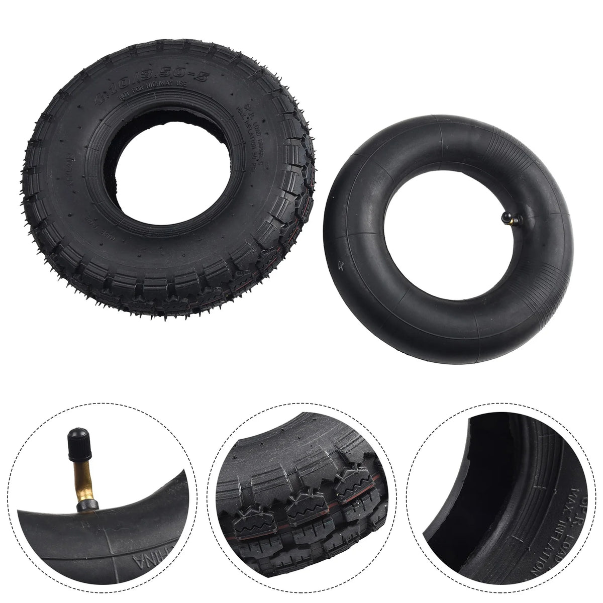 Smooth ride 12-inch scooter tyre and inner tube combo