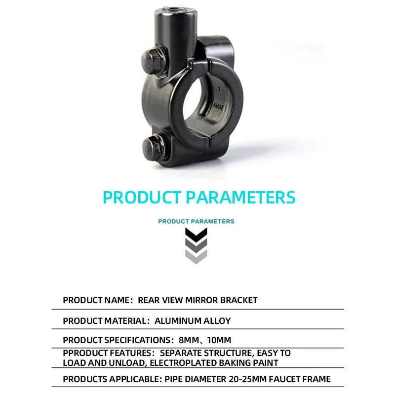 Sturdy motorcycle mirror bracket for universal fitment