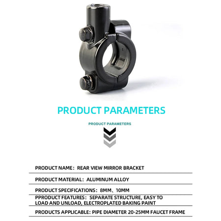 Sturdy motorcycle mirror bracket for universal fitment