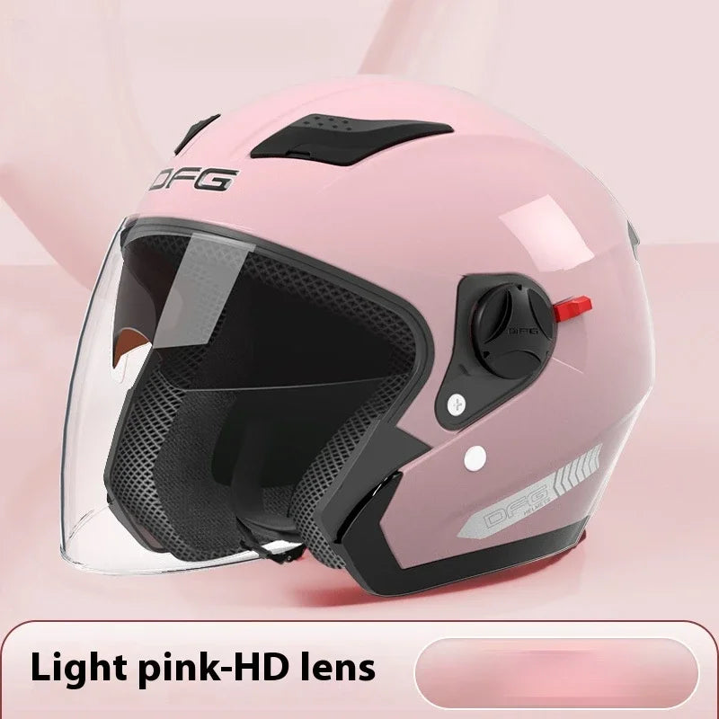 baby pink motorcycle helmet DFG Electric Motorcycle Helmet 3/4 Flip-Up – UGNE Parts