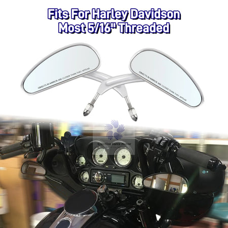 Stylish chrome and black motorcycle mirrors for Harley Street Glide