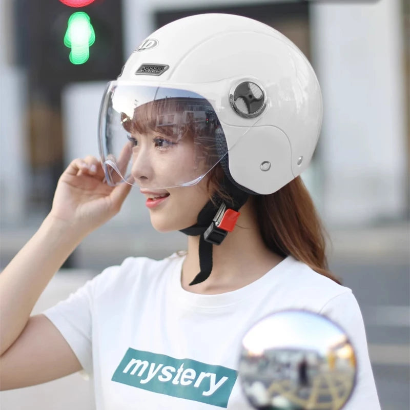 Summer riding helmet with eye protection visor