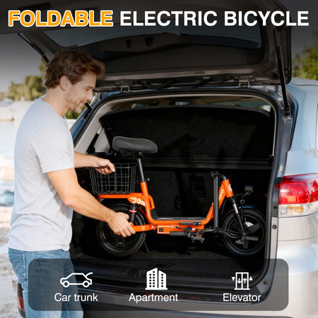 The Bodywel T3 portable e-scooter shown in its fully folded position for compact storage and easy transportation.