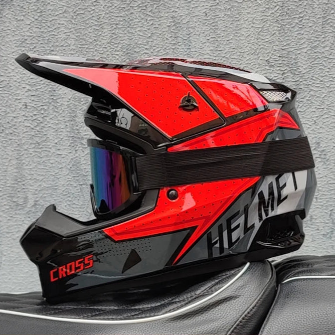 Tough ABS motorcycle helmet with impact-resistant lightweight shell