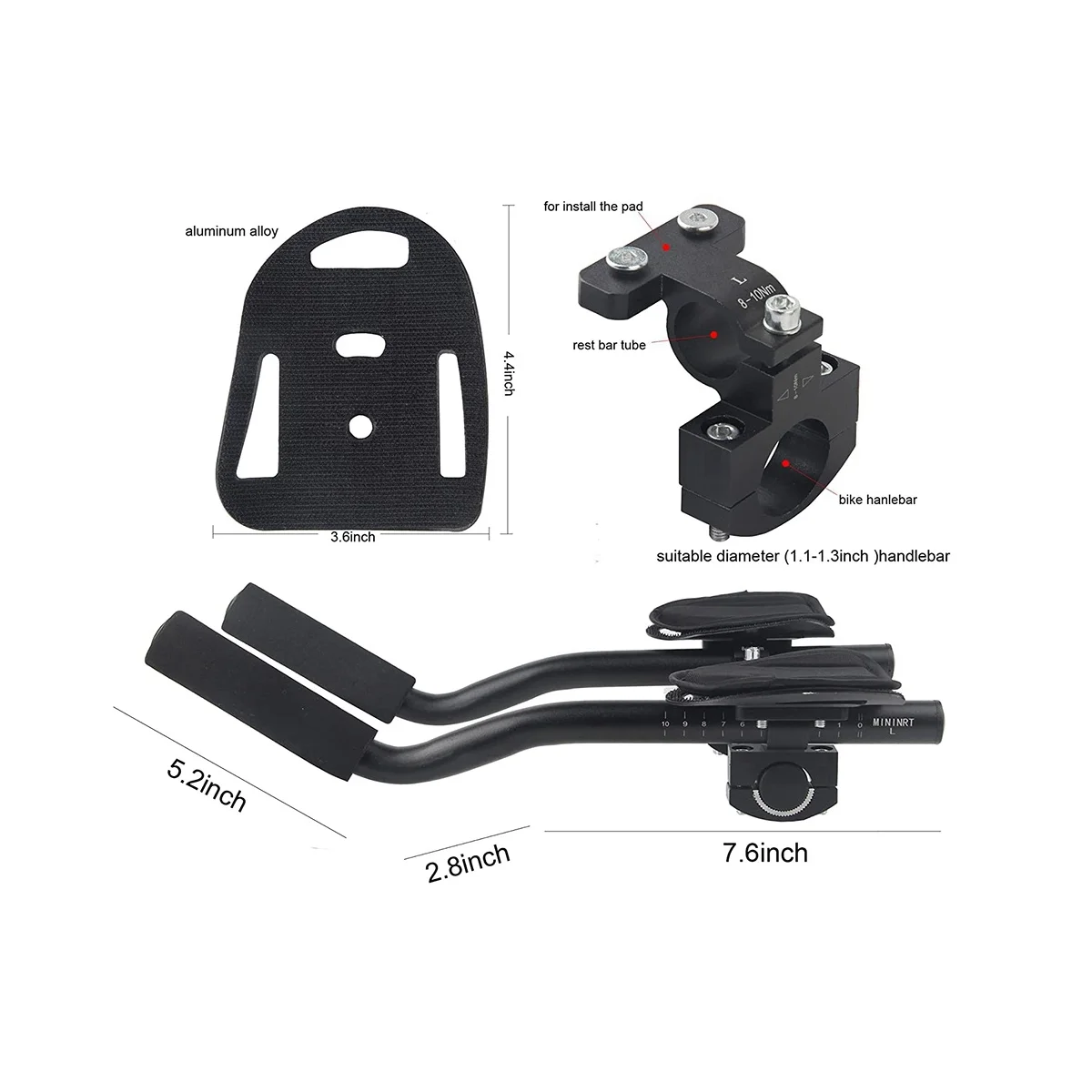 Triathlon style aero bars mounted on mountain bike handle