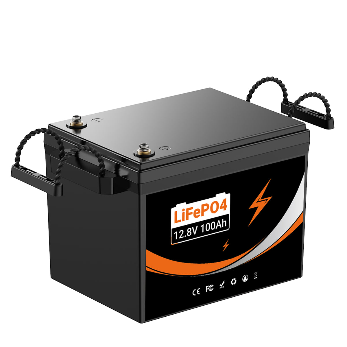 U206 12.8V 100Ah LiFePO4 deep cycle battery side view