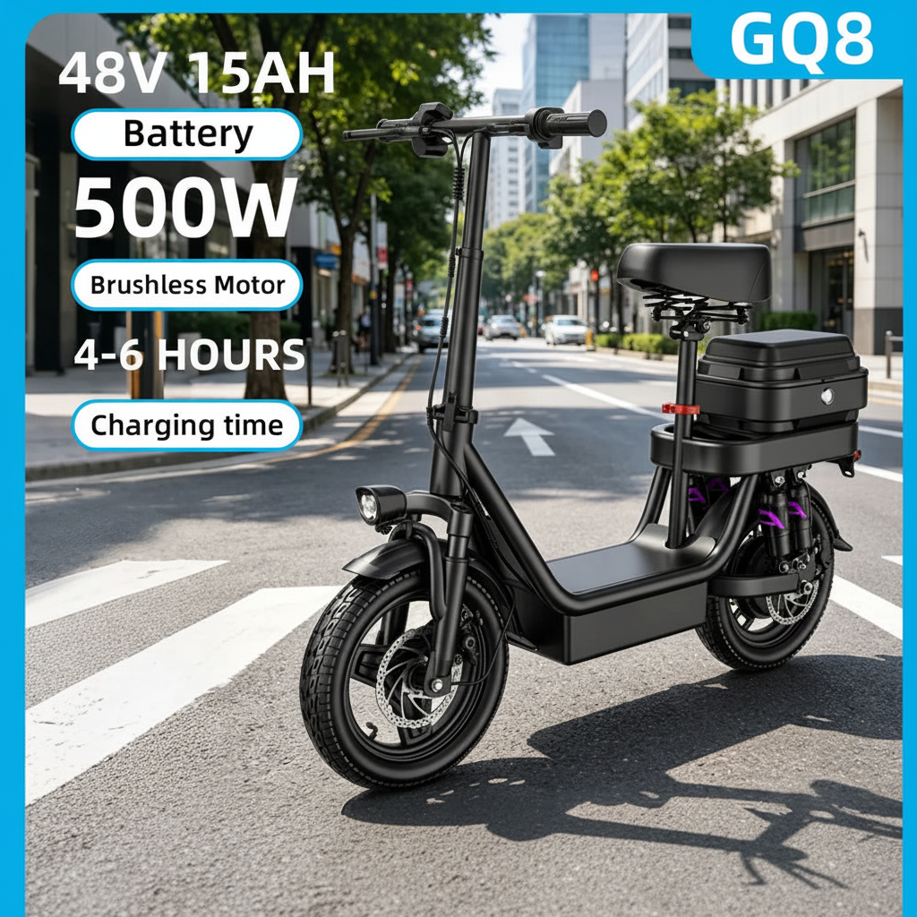 UPlee GQ8 adult electric bike parked on a college campus walkway