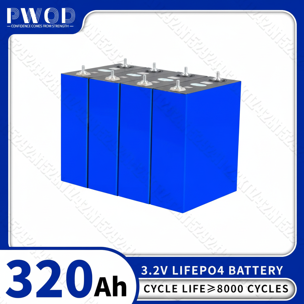 US Stock 320Ah LiFePO4 battery cell with busbars studio view