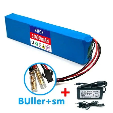 36V 10Ah Lithium Ion Battery Pack (10S3P) for E-Bike & Scooter – 18650 Rechargeable Cells with BMS + Charger