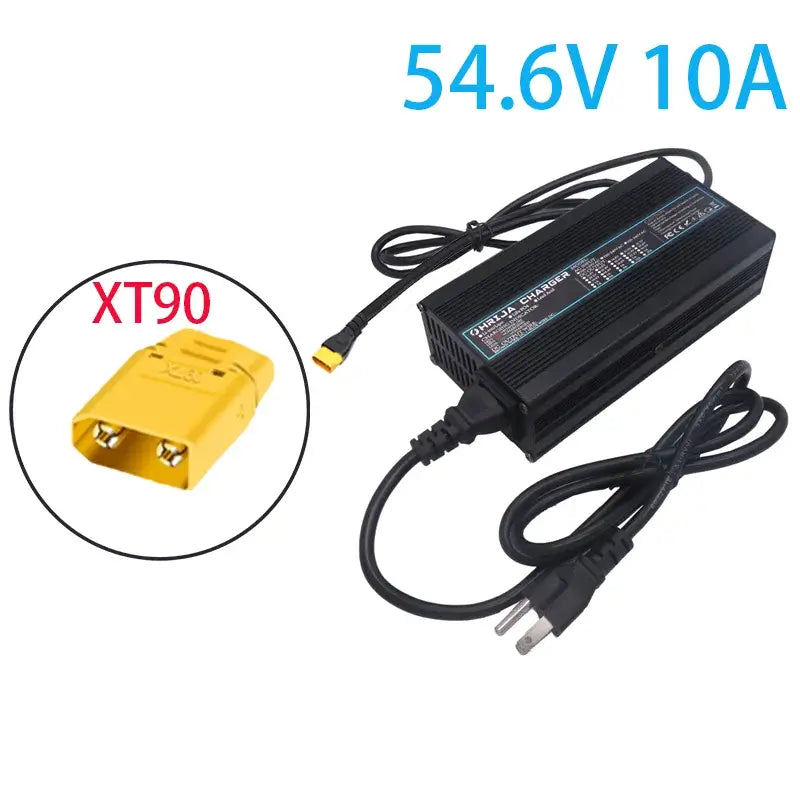 54.6V 10A Smart Lithium Battery Charger for 48V 13S Li-ion (10Ah-40Ah) Aluminum Case & Cooling Fan