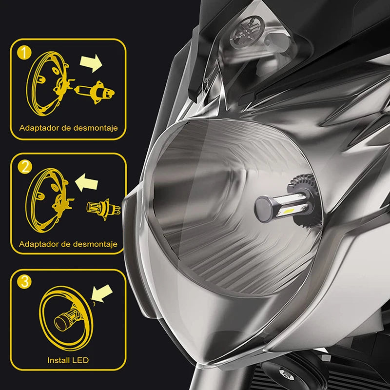 Universal H4 9003 LED headlight for motorbike 12V–60V